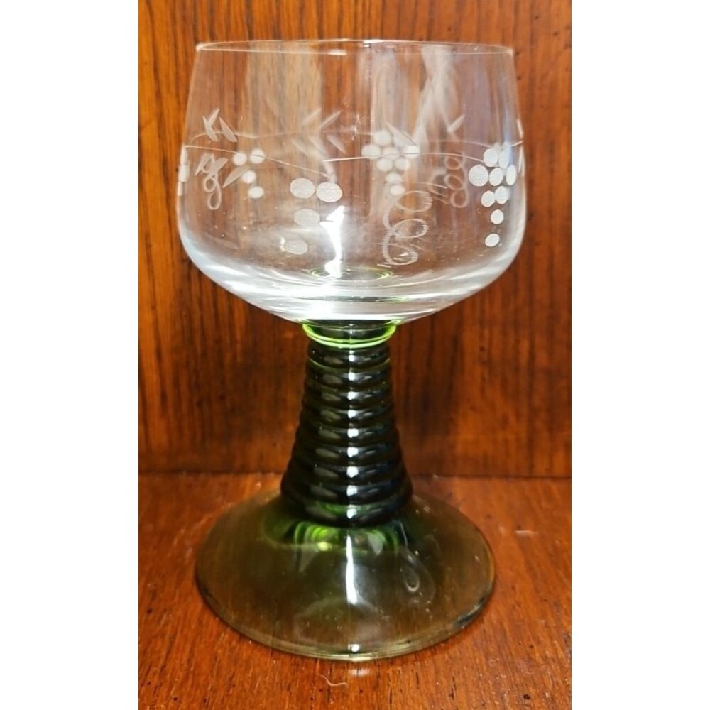 3 Set Schott-Zwiesel Green Beehive Stem Rummer Fine German Glasses Etched 8 oz